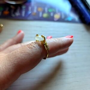 Chalcedony & CZ Statement Ring, 24K Gold Plated